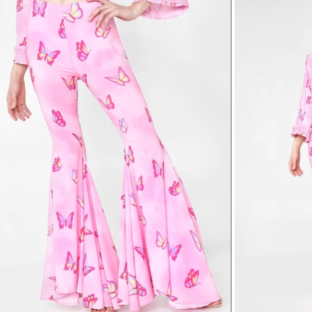 LAST 1! Fit&flare SUPER BELLS! Kawaii slightly sheer dolls kill 🦋  bellbottoms - Picture 13 of 16